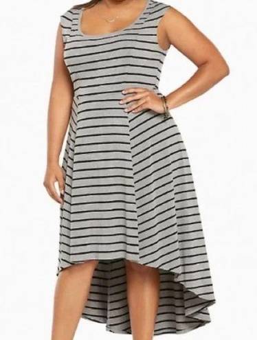 Torrid  Short Sleeve High-Lo Striped Jersey Dress in Gray & Black - size 00 (M/L)