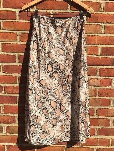 Lucy Paris Gold and Tan  Sexy Snakeskin Print Midi Skirt