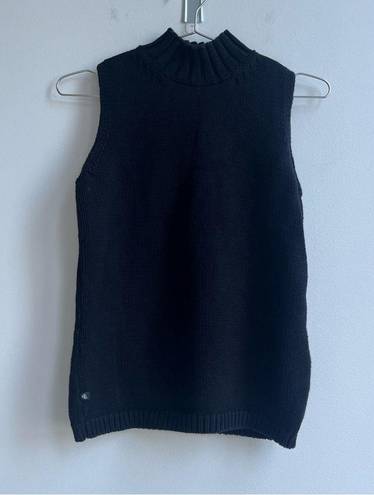 Ralph Lauren Lauren  Sleeveless Mock Neck Turtleneck Top Sweater Thick Knit Black