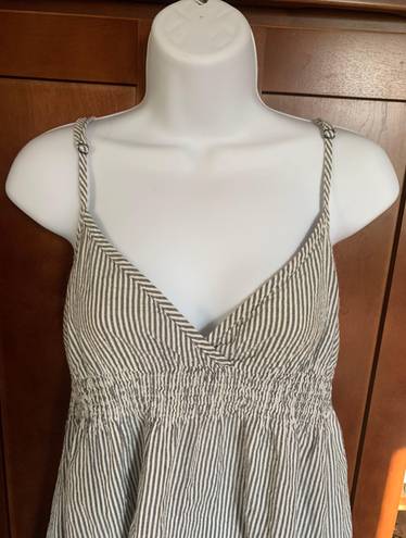 Divided White And Gray Striped  Dress