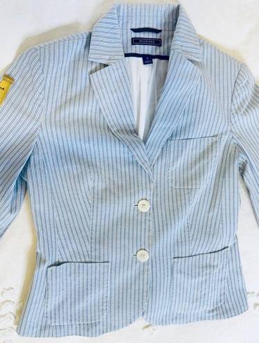 Tommy Hilfiger Vintage 90s  Pinstripe Linen Blazer - Blue/White - 4