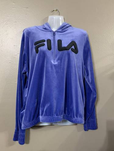 FILA Velour Quarter Zip Hooded Pullover