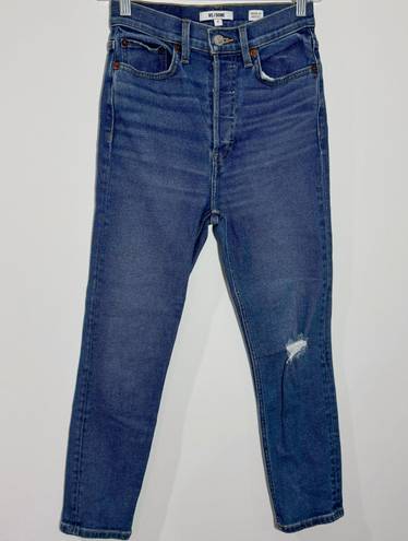 RE/DONE 90s Ultra High-Rise Ankle Crop Skinny Jeans Medium Worn Wash Size 25