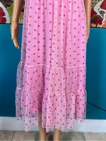 Betsey Johnson  Valentines Metallica Heart Print Mesh Midi
Dress NWT