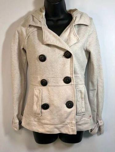 Billabong  Women’s Double Breasted Coat, Hooded in Cream, Size Small