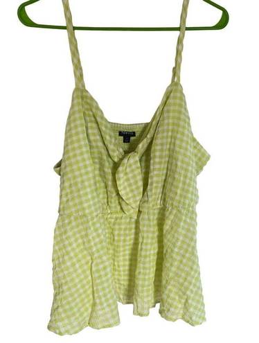 Torrid  size 2 Tie front gingham peplum top white green tank