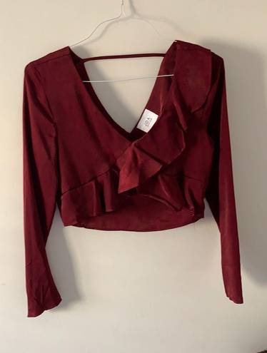 J.O.A. red ruffle shirt