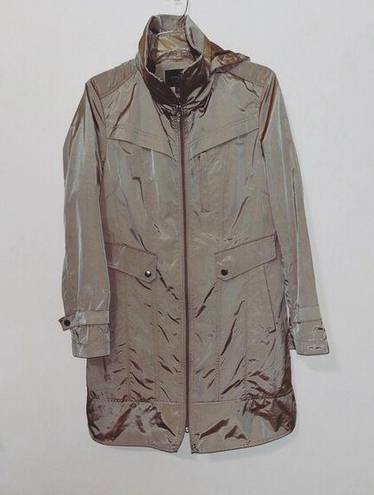 Cole Haan  Iridescent Taupe Hooded Trench Raincoat Size Medium