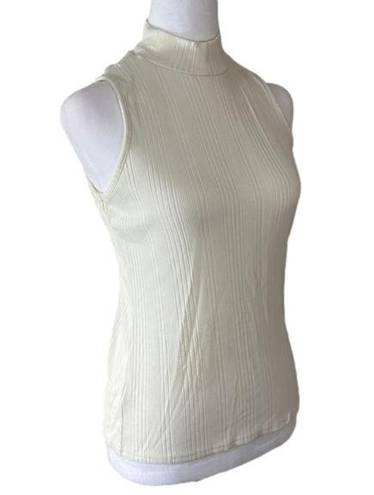 Cyrus  mock neck sleeveless top in white cream