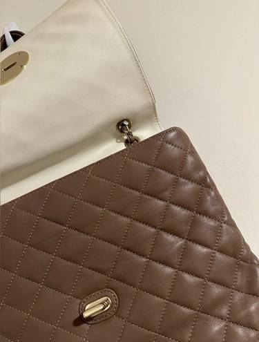 DKNY  quilted leather taupe purse tote bag Donna Karan