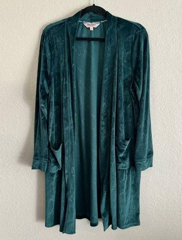 Juicy Couture  Studded Logo Green Velour Robe Pockets Y2K Loungewear S/M