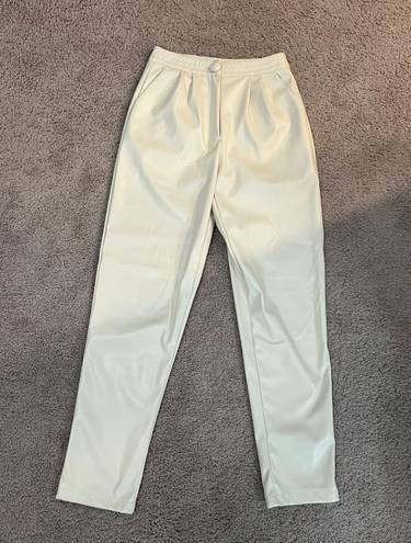 Princess Polly Cream Leather Pants