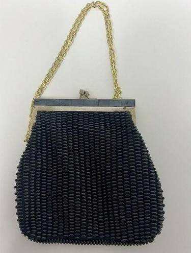 Krass&co Vintage 50s Fine Arts Bag  Beaded Handbag Clutch Evening Formal Black Gold