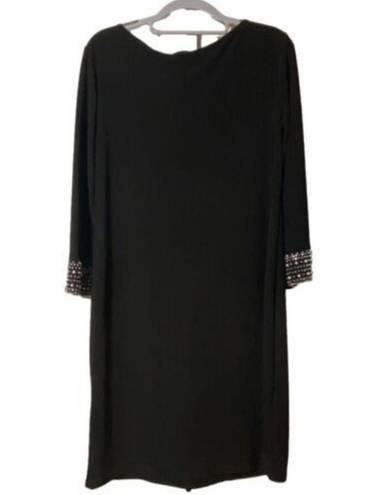 Tiana B 🖤 NWT . Black Knit Dress | Size M |‎ Long Sleeves with Beaded Cuff 🖤