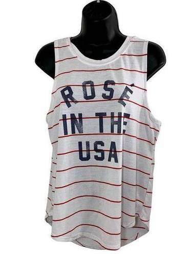 Grayson Threads  Patriotic Made in USA Rose Wine Red/White Striped tank Sz L