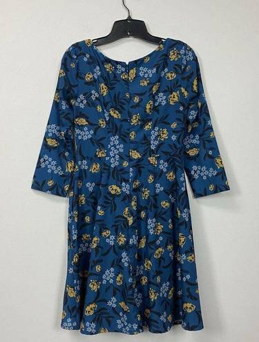 Eshakti  Womens Dress Small 4 Blue Floral Vine Print Party Fun Church Casual