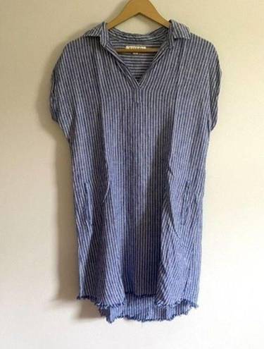 Harper  Linen Blue and White Striped Dress