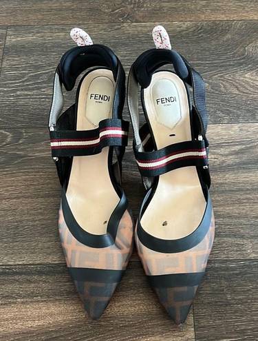 Fendi Colibri 55mm FF Mesh Slingback Pumps