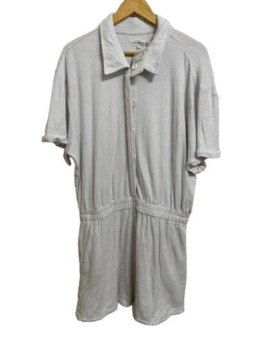 Good American  Women's White Terry Mini Short-Sleeve Romper Size 4 GSW0230 NWT