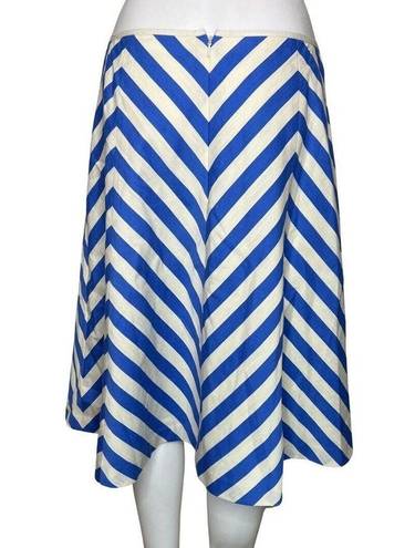 Talbots  Skirt Womens 8 Blue White Chevron A Line Pleated Midi Career Nautical