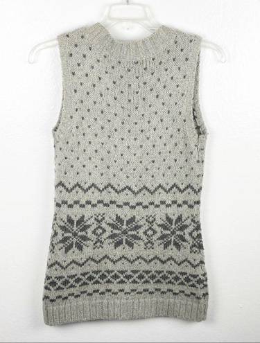 J.Jill  Gray Fair Isle Pattern Button V-Neck Sweater Vest, Size XS