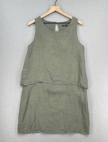 Lungo L’arno Lungo L'Arno Linen Dress Womens Medium Green Beach Summer Popover Casual Shift