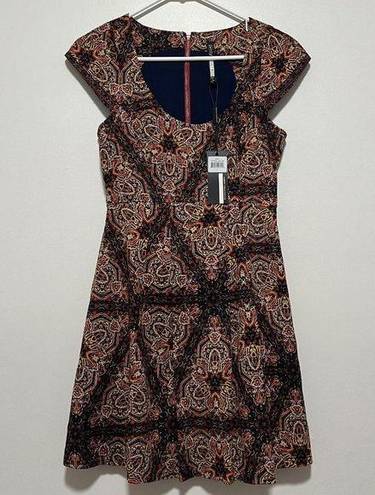 Tracy Reese Plenty by  NWT Pleated Fit and Flare Paisley Print Cap Sleeve Dress 0