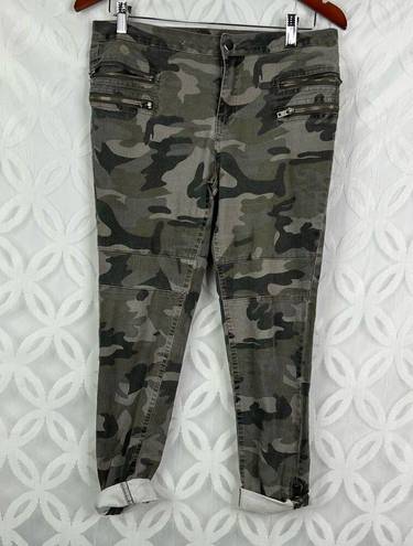 Umgee  Camo Army Green Moto Skinny Zipper Ankle Jeans Size M