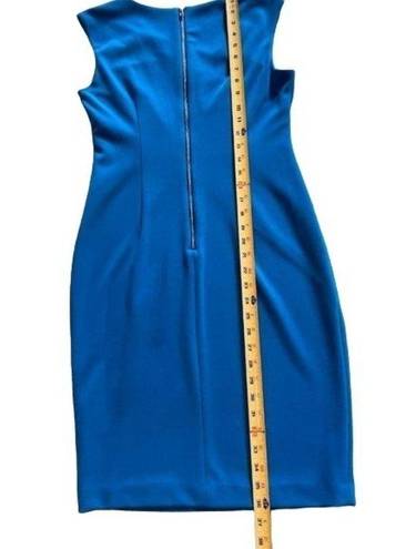 DKNY  Blue dress w asymmetrical neck and 19" accent metal zipper