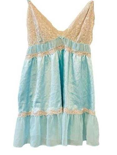 Victoria's Secret  Sexy 2013 Sky Blue & Lace Sheer Chemise Slip Lingerie Sz Sm