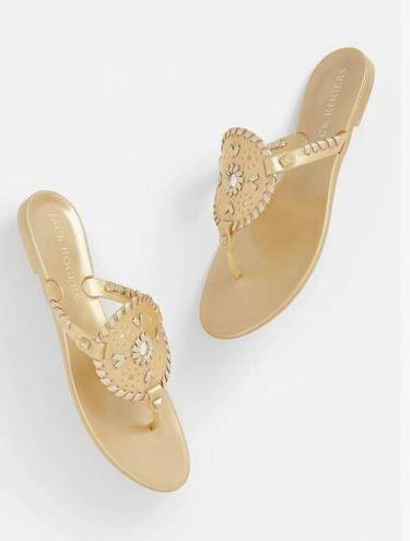 Jack Rogers  Gold Jelly Sandals Flat PVC Thongs Flip Flops Georgica Sz 6 New