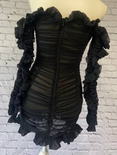 House Of CB Tatyana Black Ruffle Mini Dress