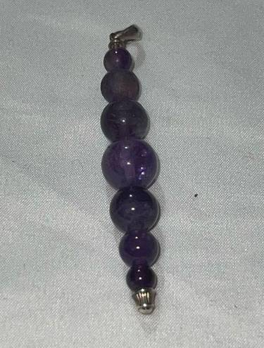 Amethyst Vintage  Bead Gemstones on Linear Drop Pendant