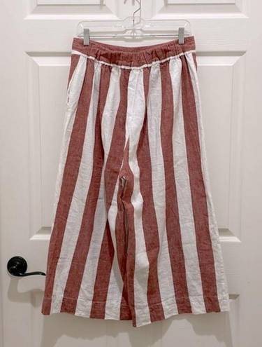 Madewell  Linen Blend Orange & White Stripe Wide Leg Pants