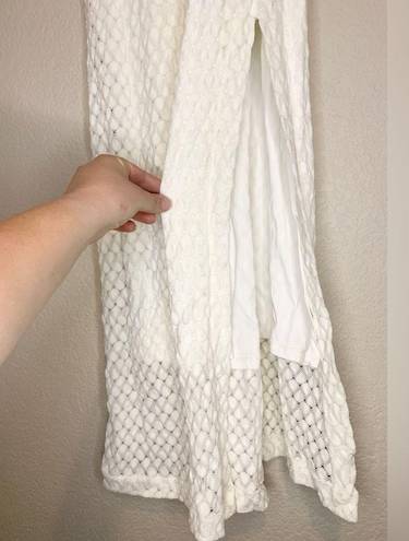 Boston Proper  White Crochet Lace Overlay Maxi Dress Beaded Neckline Size L