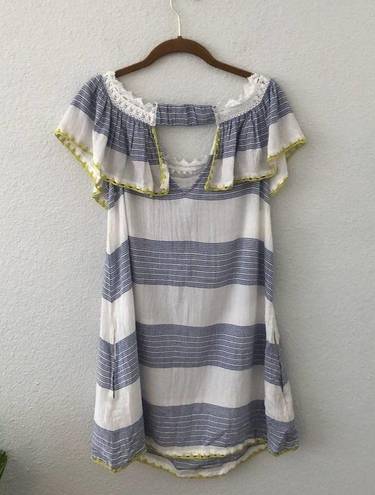 Ban Jara Blue Stripe Off the Shoulder Shift Dress NWOT