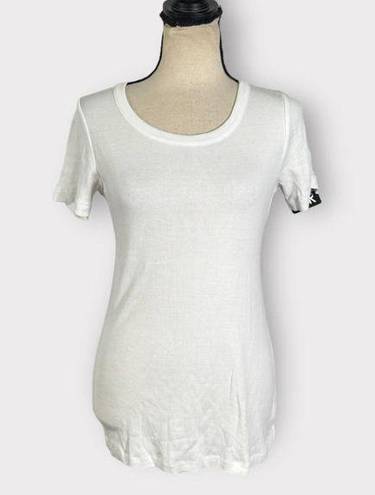 Chaser  White Strappy Double Vent Back Tee Baby Rib T-Shirt Women's Medium NWT