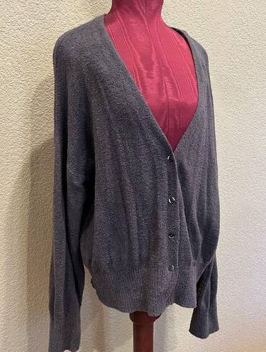 Full Tilt Cozy Button Womens Cardigan - Charcoal