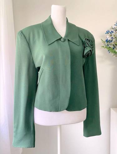 Tracy Reese Vintage ‘90s  for Magaschoni 100% Silk Green Cropped Blazer