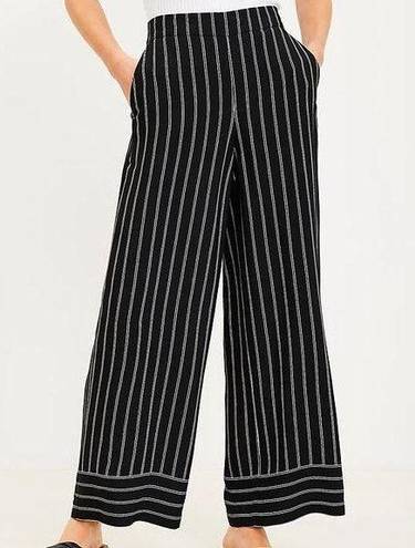 Loft NWT  Fluid Wide Leg striped black and white pull on pants size Large