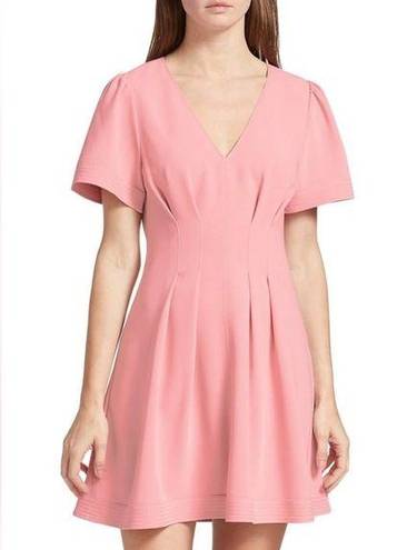 Cinq à Sept  Women's Pink V-Neckline Dorine Pintucked Mini Dress Size 12