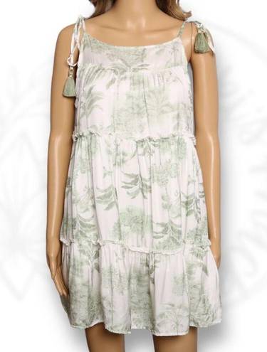 Maaji  Coco Forest Chinni Swim Cover-Up Mini Dress White & Green Size L