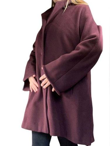 Max Mara  burgundy virgin wool longline peacoat coat size 10