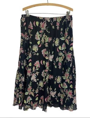 Dress Barn  flowy skirt midi floral motif black 22W