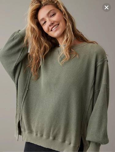 American Eagle Oversized Big Hug Waffle Sweatshirt