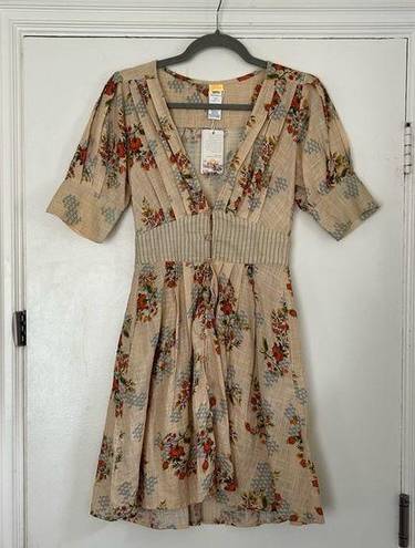 Agua Bendita Menta Sunbaze Beige Floral Dress NWT S