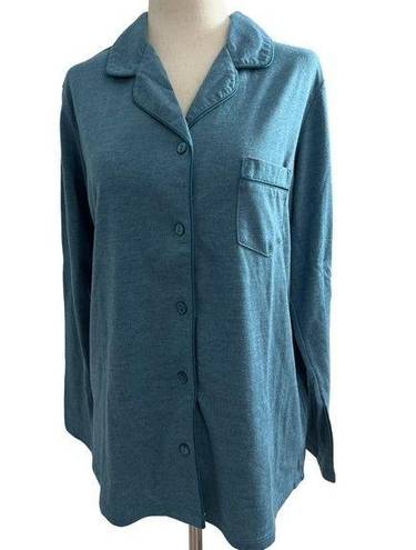 Covington  Womens MediumTeal  Button Up Top Only Pajamas Collar Sleepwear #B1