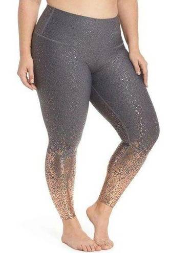 Lane Bryant  Livi Active Rose Gold Metallic Ombre Splatter Leggings Gray Plus 26