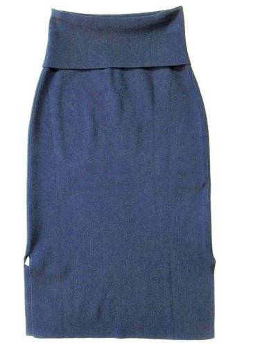 MM.LaFleur NWT  Harlem in Regent Blue Foldover Waist Stretch Knit Pencil Skirt +2