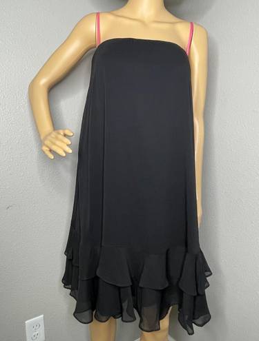 Isaac Mizrahi New York Black Spaghetti Strap or Strapless Shift Dress Size 10